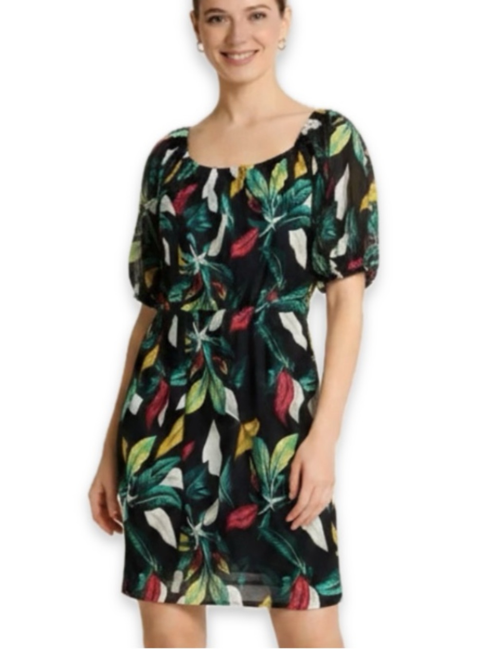 🇮🇹 Bellambra Silk Blend Leaf Print Dress • Made in Italy • Size Large - Picture 2 of 16
